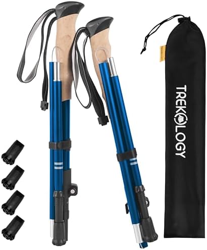 TREKOLOGY Trekking Poles – Lightweight, Adjustable Hiking Sticks for Men & Women – Durable Aluminum, Compact & Foldable with Comfortable Grip – Perfect for Hiking, Walking & Seniors, TREKZ XE