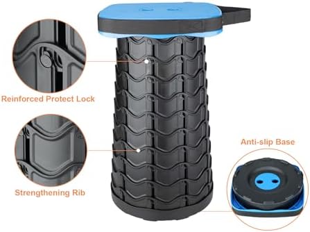 Boreeman Upgraded Collapsible Stool, Square Portable Stool, Lightweight Yet More Sturdy with Load Capacity 400lbs, Perfect for Camping Fishing Hiking BBQ (Square Blue)