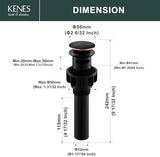 KENES Oil Rubbed Bronze Pop Up Sink Drain, Bathroom Vessel Lavatory Vanity Faucet Sink Drain Stopper, Sink Drain Assembly with Overflow Anti Clog Pop Up Drain