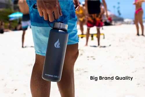 HYDRO CELL Stainless Steel Insulated Water Bottle with Straw - For Cold & Hot Drinks - Metal Vacuum Flask with Screw Cap and Modern Leakproof Sport Thermos for Adults (Graphite 40oz)