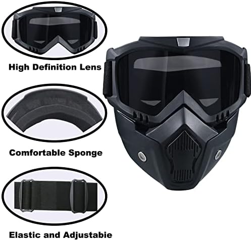 Paintball Mask Anti Fog,Tactical Full Face Mask Ski Mask Goggles Detachable Adjustable,Motorcycle Riding Face Protection