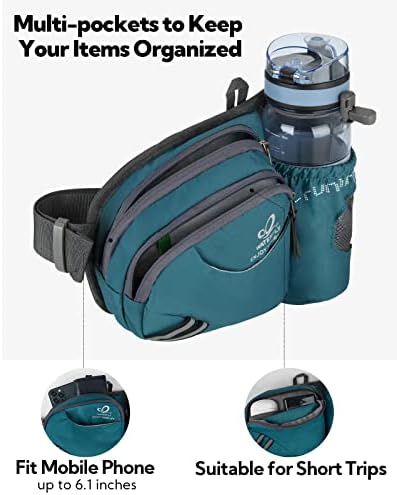 WATERFLY Fanny Pack Waist Bag: Waist Pack for Women Men with Water Bottle Holder Hiking Fanny Pack for Running Walking DogWalking Travel Cycling