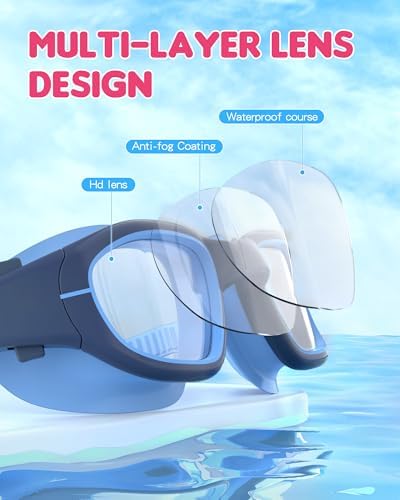 Kids Swim Goggles,Swimming Goggles for Kids 6-14, Anti-Fog UV Protection Pool Glasses for Boys Girls