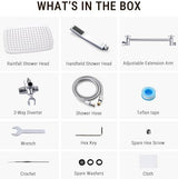 G-Promise All Metal 14 Inch Dual Shower Head with Handheld Combo, Rain Shower Head, Adjustable Extension Arm, Smooth 3-Way Diverter, 71 Inch Extra Long Hose - A Bathroom Upgrade (Chrome)