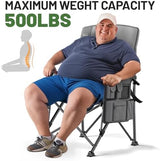 TIMBER RIDGE Oversized Folding Camping Chair with Lumbar Support Adjustable High Back Heavy Duty for Adults Aluminum Support up to 500lbs with Cup Holder, Cooler Bag, Side Pocket - 2Pack