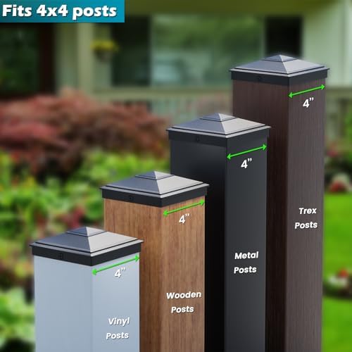 SIEDiNLAR 4x4 Pyramid Post Caps Waterproof Outdoor 4x4 Post Cover, Fits 3.5x3.5 4x4 Wood Vinyl Posts for Fence Deck Mailbox Patio (Black, 24 Pack)