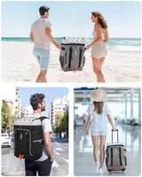 TOURIT 50-Can Rolling Backpack, Double Deck & Dual-Bar Handle Travel Soft Cooler Bag with Wheels for Women, 30L Space Beach Cooler Size 18"(15"+3")×13"×11"