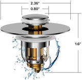 Drain Magic AS-SEEN-ON-TV Replace Broken or Missing Bathroom Drain Stoppers in Seconds, No Tools, Push To Fill, Hair Catcher Prevents Clogs, Watertight Silicone Seal,Chrome Plated Solid Brass