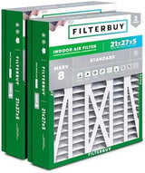 Filterbuy 21x27x5 Air Filter MERV 8 Dust Defense (2-Pack), Pleated HVAC AC Furnace Air Filters Replacement for Trane Perfect Fit & American Standard (Actual Size: 20.56 x 26.13 x 4.97 Inches)