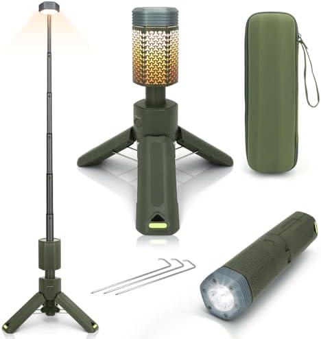 Camping Lights,Telescopic Camping Lantern with Storage Bag,7800mAh Rechargeable Outdoor Adventure Emergency Light,Waterproof LED Work Lights with Magnetic (Grass Green)