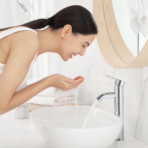 Bathroom Vessel Sink Faucet Modern Basin Mixer Tap Chrome Tall body Single Handle One Hole Lavatory Faucet