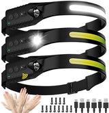 Headlamp Rechargeable (3-Pack), LED Head Lamp Flashlight, 230° Wide Beam Headband Light, 400 Lumen Super Bright, Waterproof Headlight, 5 Modes for Running, Fishing, Hiking, Camping