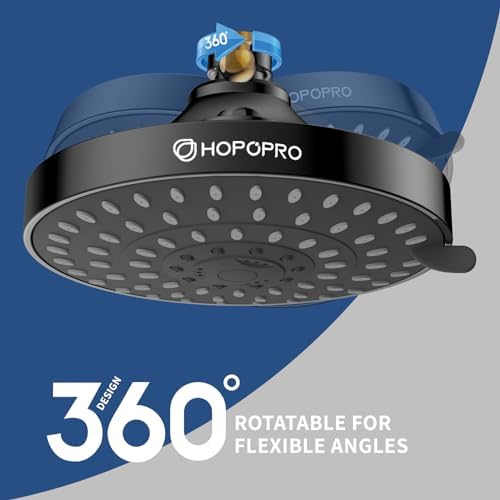 HOPOPRO 5-Mode High Pressure Shower Head - The Washington Post, NBC News, Today TV Show Recommended - High Flow Fixed Showerheads (6 Inch Matte Black)