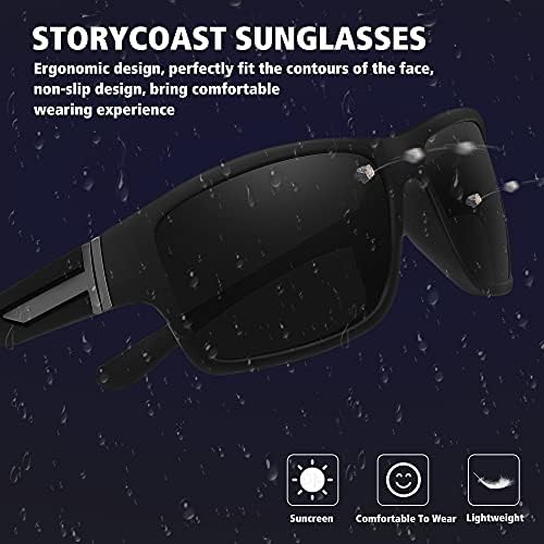 STORYCOAST Polarized Sports Sunglasses for Men Women Unbreakable Frame Cycling Fishing Driving