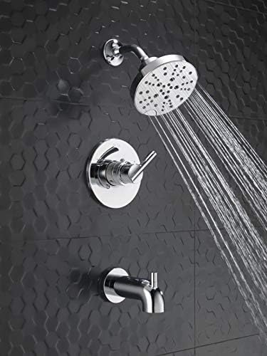 Delta Faucet Nicoli 14 Series Single-Handle Tub and Shower Trim Kit, Shower Faucet with 5-Spray H2Okinetic Shower Head, Chrome 144749 (Shower Valve Included)