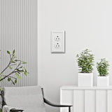 Single Duplex Outlet Cover Plate, 4-Pack White Adler Metal Wall Plate 1 Gang, Light Switch Cover, for Receptacle Light Switch, Switch Cover Decorative Wallplate, Durable