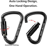 Auto Locking Carabiner Heavy Duty Carabiner 25kN UIAA Certified Climbing Carabiner Climbing Equipment Safety Carabiner for Rappelling, Hammocks, Rescue, Dog Leash, Swing