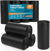 80 Portable Toilet Bags, Camping Toilet Bags, 5-8 Gallon Compostable Bags, Biodegradable Toilet Bags for 5-8 Gallon Bucket Toilet Seat, Biodegradable Waste Bags for Outdoor Boating Travel Camping