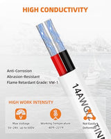 14 Gauge Marine Wire, 14/2 Duplex Marine Grade Cable, IP68 Waterproof/Oxygen-Free Tinned Copper Stranded PVC 14 AWG Wire for Boat, Automotive, RV, Solar, LED Strips (30FT/9M)