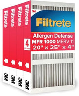 Filtrete 20x25x4 AC Furnace Air Filter, MPR 1000, MERV 11, Fits Honeywell & AprilAire Space-Gard, Allergen Defense, Electrostatic Air Cleaning Filter, 4-Pack (actual size 19.88 x 24.63 x 4.31)