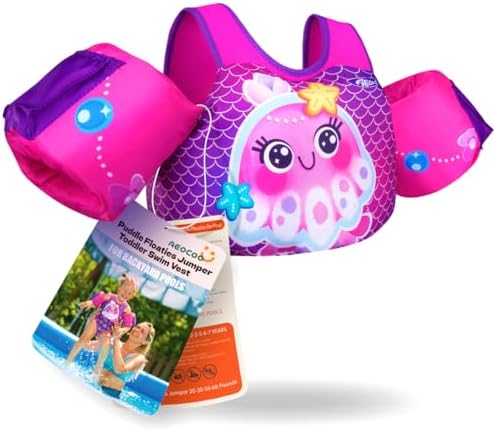 Toddler Swim Vest for 1-3-5,6,7,8,9 Years Old, Puddle Pool Floats Kids Jumper 20-30-50-60-70 Pounds, Swimming Arm Floaties with Shoulder Harness Arm Wings for Swimmies, Toddlers, Boys, Girls