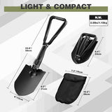 REDCAMP 23" Military Folding Camping Shovel w/Cover,Portable Shovel with High Manganese Steel, Tactical Entrenching Tool Tri-fold Handle Shovel for Camping Hiking Sand Mud Snow Beach, Black 2.5Lbs
