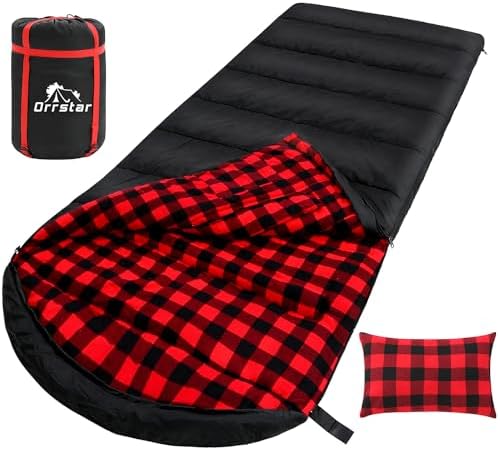 Sleeping Bag Cold Weather Sleeping Bags for Adults 0 Degree Sleeping Bag with Pillow Extra Large Flannel Big and Tall XXL Warm Winter Zero Degree Camping