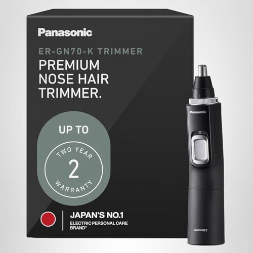 Panasonic Ear and Nose Hair Trimmer for Men with Vacuum Cleaning System, Powerful Motor and Dual-Edge Blades for Smoother Cutting, Wet/Dry – ER-GN70-K (Black)
