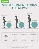 Trideer Pregnancy Birthing Ball - 1.7mm Extra Thick Yoga Ball for Maternity, Labor, Exercise, Physio, Recovery - Guide & Baby Memory Book Included - 440LB Anti-Burst & Non-Slip Stability