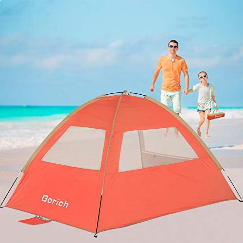 Gorich Beach Tent Sun Shelter for 3/4-5/6-7/8-10 Person with UPF 50＋ UV Protection, Lightweight & Easy Setup Beach Shade Canopy, Portable Beach Shade Tent Beach Cabana