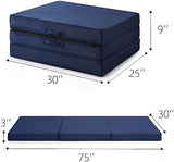 Sleeping Mats for Adults,Memory Foam Folding Pad,Cool Trifold Mattress,Machine Washable Mesh Cover,Breathable,Cot Size Floor Mattress Topper,Guest Bed,Summer Camping