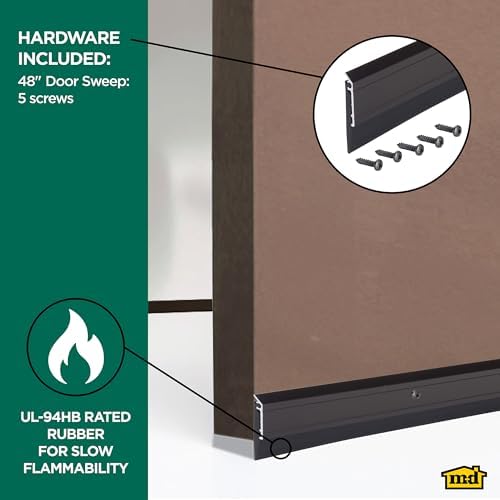 M-D Building Products 69609 All-Season Door Sweep, Heavy Duty Aluminum, Ideal for Residential & Commercial Use, Easy Installation with Heavy Rubber Seal, Ensure Comfort and Security (48 Inch, Bronze)