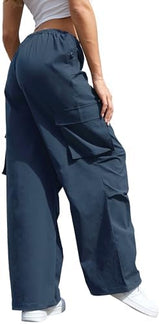 Cargo Pants Women Low Waisted Parachute Pants with Pockets Loose Baggy Hiking Pants Y2K Clothes