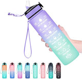 Hyeta 32 oz Water Bottles with Times to Drink and Straw, Motivational Water Bottle with Time Marker, Leakproof, Drinking Sports Water Bottle for Fitness, Gym and Outdoor
