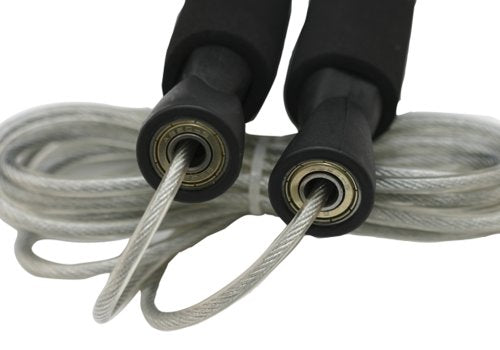 DA VINCI Weighted 10 ft Adjustable Speed Cable Jump Rope with Ball Bearing Handle Mechanism and 1/3 lb Weight in Each Handle (Black)