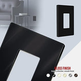 ENERLITES Screwless Decorator Wall Plate Child Safe Outlet Cover, Glossy, Size 1-Gang 4.68" H x 2.93" L, Unbreakable Polycarbonate Thermoplastic, SI8831-BK-10PCS, Black (10 Pack)
