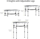 Folding Camping Table, Aluminum 24" x 16" Adjustable Height Small Folding Table with Carrying Handle, Lightweight, Portable Camping Table Waterproof for Outdoor Indoor Picnic Beach BBQ (Black)