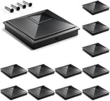 SIEDiNLAR 4x4 Pyramid Post Caps Waterproof Outdoor 4x4 Post Cover, Fits 3.5x3.5 4x4 Wood Vinyl Posts for Fence Deck Mailbox Patio (Black, 12 Pack)