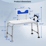 Extended Bath Tub Transfer Shower Bench for Inside Shower Bathtub to Sit On Chair Bathtubs Safety Seating Stool for Adults Handicap Seniors Elderly Disabled with Back Arms Bathroom Shower Stall