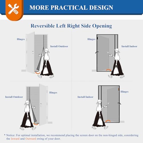 MAGZO Magnetic Screen Door Mesh 36'' x 80'', 2025 Model, Reversible Left Right Offset Opening, Polyester Material Scratch-Proof, Cat Friendly, Curtain for Sliding/Patio Doors with Strong Magnets, Grey