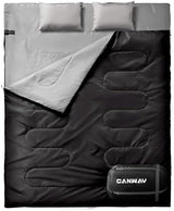 CANWAY Double Sleeping Bag Flannel for Adults Cold Weather Queen Size Two Person Sleeping Bags for Camping with 2 Pillows