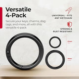 KeySmart Key Ring Clips - Round Carabiner Clip, Stainless Steel, Quick Release Keychain, Key Chain Hooks for Car Keys