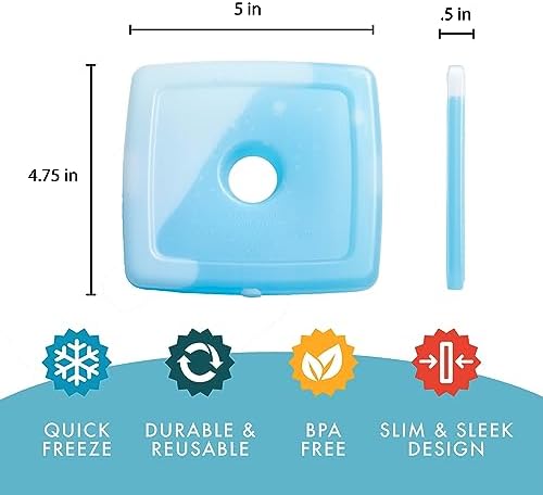 Cool Coolers by Fit + Fresh, Reusable & Long-Lasting Slim Ice Packs, Cold Packs for Lunch Boxes, Ice Packs for Lunch Bags