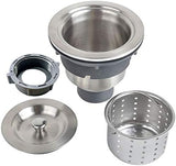 3-1/2 Inch Sink Drain Assembly Kit, Removable Deep Sink Strainer Basket with Sink Stopper/Sealing Lid for Home, Kitchen, Stainless Steel