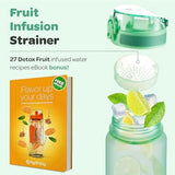 Hydracy Water Bottle with Time Marker -Large BPA Free Water Bottle & No Sweat Sleeve -Leak Proof Gym Bottle with Fruit Infuser Strainer & Times to Drink -Ideal for Fitness Sports & Outdoors