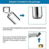 Hibbent NSF/ANSI/CAN 61 Certified Faucet Aerator, Kitchen Sink Aerator, 2 Water Flow CUPC Certification 360-degree Swivel Faucet Extender, 55/64 Inch Female Thread, Water Saving-Chrome Finish