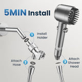 Filtered Shower Head with Handheld,High Pressure Shower Head 4 Spray Modes,ShowerHead with ON/OFF Switch for Pets,Built-in Power Wash to Clean Tub,Shower Heads Combo with Stainless Steel Hose