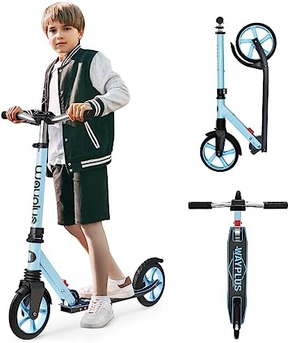 Kick Scooter for Ages 6+,Kid, Teens & Adults. Max Load 240 LBS. Foldable, Lightweight, 8IN Big Wheels for Kids, Teen and Adults, 4 Adjustable Levels. Bearing ABEC9