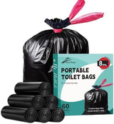 Portable Toilet Bags Drawstring 8 Gallon ，Camping Toilet Bags Toilet Trash Bags Leak-Proof, Waste Bags for Camping, Hiking, Traveling,Emergency, Outdoor Activities