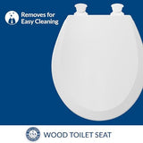 Bemis 500EC Durable Wood Toilet Seat with Easy Clean Hinges, Made in USA, Round, White